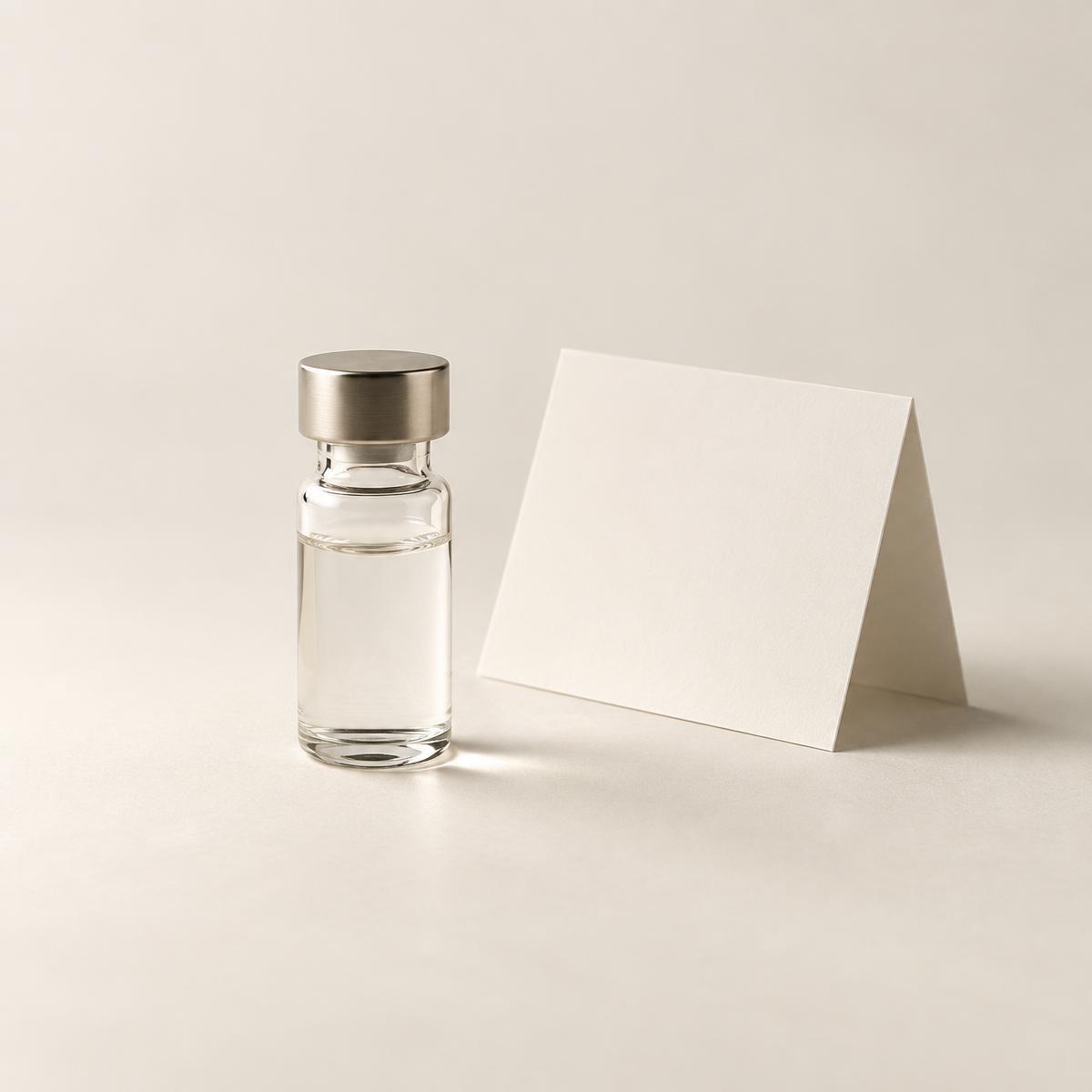 Nova Peptides vial and documentation card